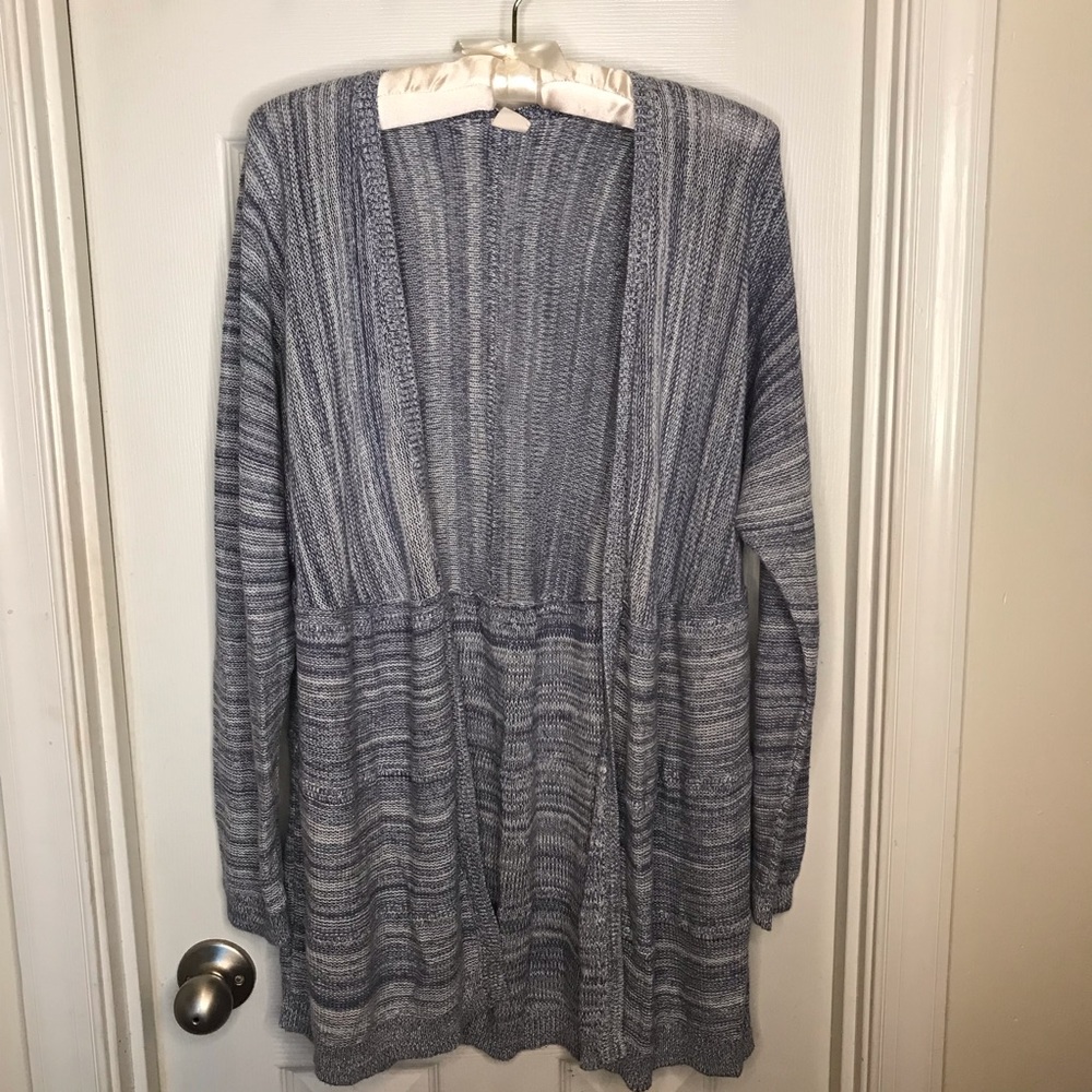 Wild Pearl Blue & White Heathered Slouchy Cardigan